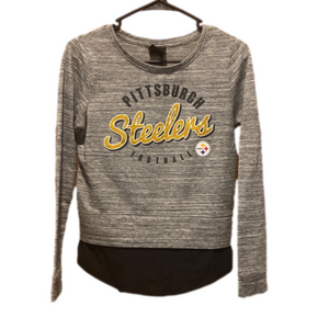 NFL Juniors Pittsburgh Steelers Football Long Sleeve Top with Glitter